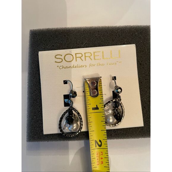 Sorrelli Black Crystal & Pearl Teardrop Earrings – Original Card - Picture 3 of 4